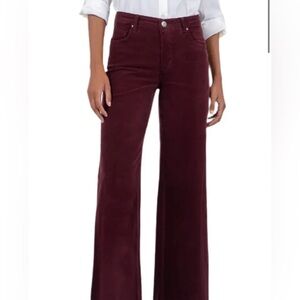 KUT Burgundy Wide-Leg Corduroy Pants